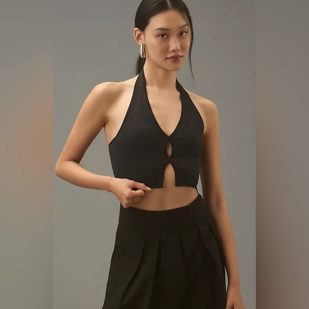 Black By Anthropologie Seamless Halter Rib Vest Size S/M